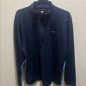 Nike Men's Navy Blue pullover 1/4 zip long sleeve shirt